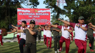 Perkuat Sinergitas Kawal Tahun Politik 2024, Kodim 1303 BM dan Polres Kotamobagu Gelar Olah Raga Bersama