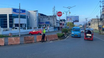 Satlantas Polres Kotamobagu Gelar Strong Point Pagi di Sekolah dan Lokasi Trouble Spot