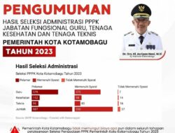 Daftar Hasil Seleksi Administrasi PPPK Pemerintah Kota Kotamobagu Tahun 2023