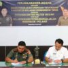 Komandan Kodim 1303/Bolaang Mongondow Teken Perjanjian Kerjasama Pembangunan Jalan Modayag Tiga-Pelangi dalam Program TMMD ke-120