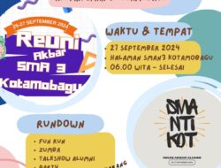 Puncak Reuni Akbar Hari Ini! Undangan Untuk Seluruh Alumni SMA Negeri 3 Kotamobagu