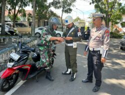 Polres Kotamobagu dan Sub Denpom XIII/1 Gelar Operasi Gabungan Tertibkan Kendaraan TNI-Polri