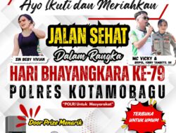 Semarak Hari Bhayangkara ke-79, Polres Kotamobagu Ajak Warga Meriahkan Jalan Sehat Bersama