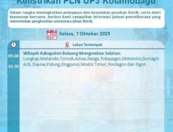 PLN UP3 Kotamobagu Lakukan Pemeliharaan Jaringan, Listrik Padam Sementara di Bolsel 7 Oktober 2025