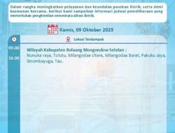 PLN Umumkan Jadwal Pemeliharaan Jaringan di Bolsel, Listrik Sementara Akan Dihentikan