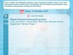 PLN UP3 Kotamobagu Lakukan Pemeliharaan Jaringan, Sejumlah Wilayah Poigar Terdampak Pemadaman Sementara