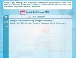 PLN UP3 Kotamobagu Lakukan Pemeliharaan Jaringan, Pasokan Listrik di Bolmong Selatan Sementara Dihentikan