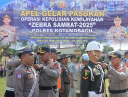Kapolres Kotamobagu Pimpin Apel “Zebra Samrat 2025”, Tegaskan Penindakan Knalpot Brong dan Penguatan Kamseltibcar