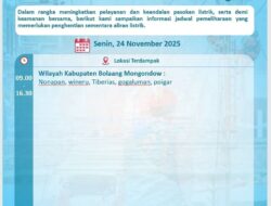 PLN UP3 Kotamobagu Lakukan Pemadaman Terjadwal 24 November untuk Tingkatkan Keandalan Listrik