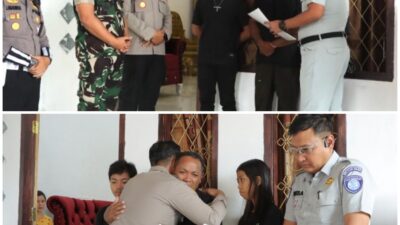 Kapolres dan Dandim 1303 Bolmong Kunjungi Rumah Duka Istri Prajurit TNI Korban Laka Lantas, Jasa Raharja Serahkan Santunan