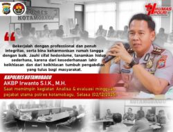 Kapolres Kotamobagu Sampaikan Pesan Inspiratif Saat Pimpin Anev Mingguan: “Profesional, Berintegritas, dan Hidup Sederhana”
