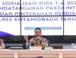 Tegaskan Komitmen Bersih dan Akuntabel, Kapolres Kotamobagu Pimpin Sosialisasi DIPA 2026 dan Teken Pakta Integritas