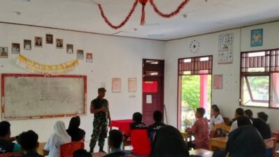 Babinsa Tanamkan Bela Negara di SMKN 1 Sangkub, Perkuat Karakter Pelajar Bolmut