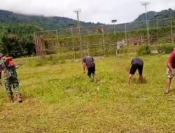 Babinsa dan Warga Bersatu, Lapangan Tanjung Labuo Kembali Bersih dan Siap Digunakan