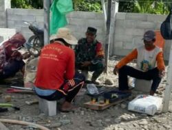 Babinsa Dumoga Utara Turun ke Lokasi Pembangunan, Suntik Semangat Pekerja Koperasi Merah Putih