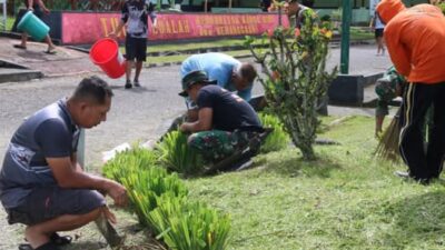 Prajurit Kodim 1303/Bolmong Gelar Pembersihan Pangkalan, Wujudkan Semangat Indonesia ASRI