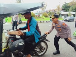 Kapolres Kotamobagu Turun Langsung Bantu Bentor Mogok, Warganet Terharu Aksi Humanis Saat Bagi Takjil